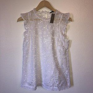 J. Crew Short Sleeve Ruffled Eyelet Overlay Blouse